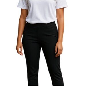 D.JEANS Black High Waist Stretch Knit Skinny Pants Pull On Crease Size 14